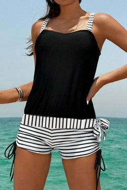 Ensemble tankini noir à rayures *