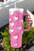 Tasse Thermos Imprimée Coeur Rose Rouge Saint Valentin avec Poignée 40oz