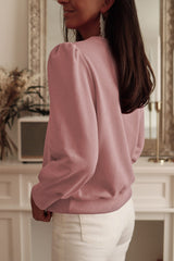 Rose Tan - Long Sleeve Top with Button Placket