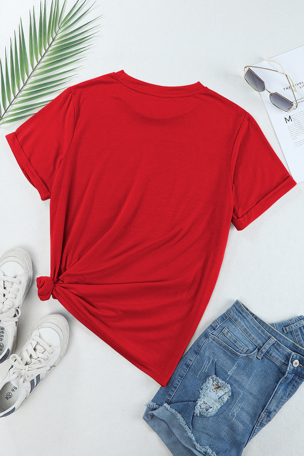 Camiseta roja de color rojo sin redondo