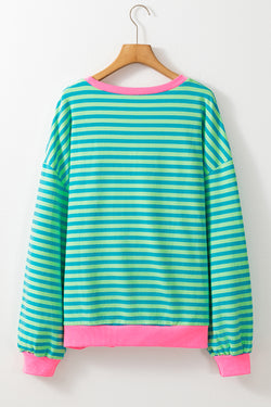 Over-dimensional sweatshirt with sky blue stripes *