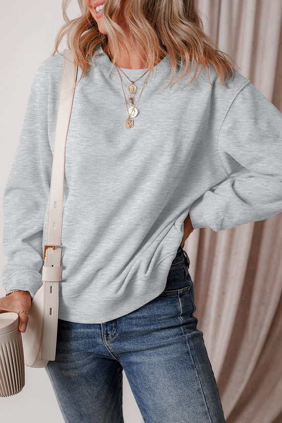 Grey Terry Drop Shoulder Sweatshirt with Solid Fleece Lining