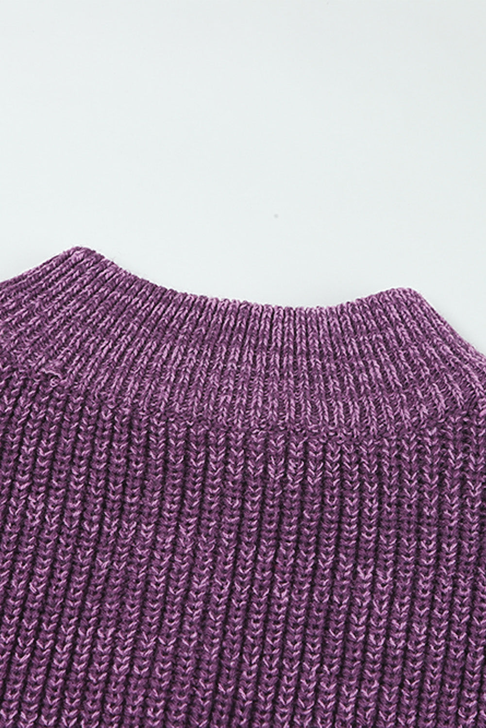 Purple Zipped Turtleneck Drop Shoulder Knit Sweater