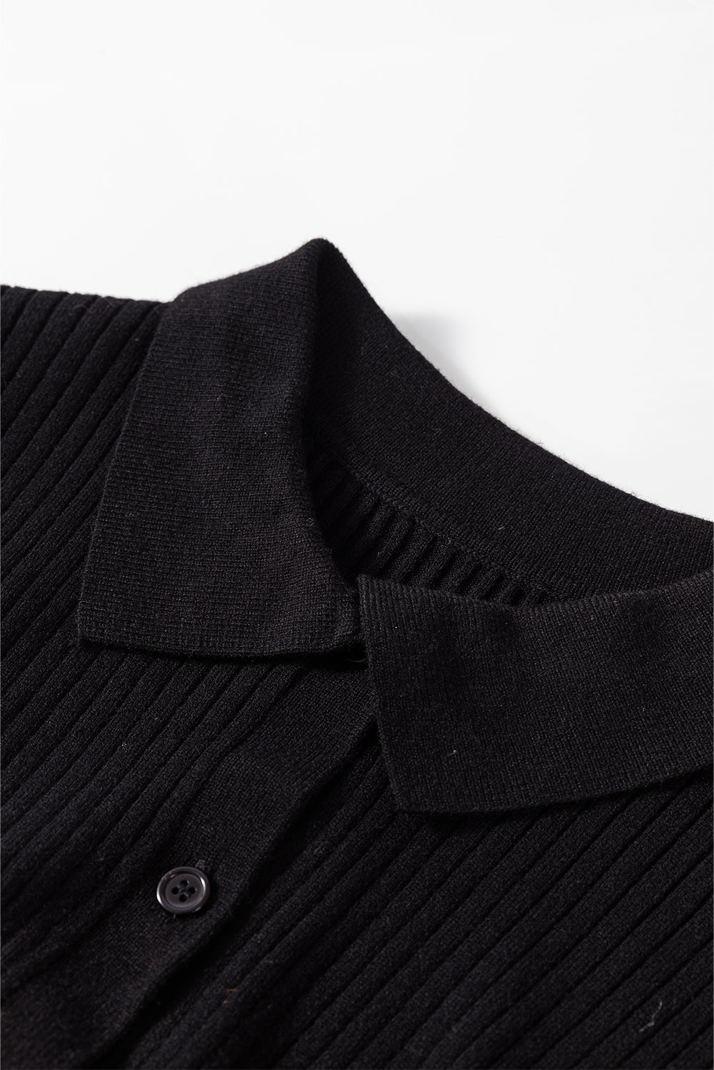Cardigan pull coupe slim à col en tricot côtelé noir-A WOMAN WE LOVE