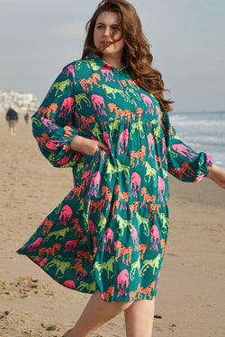 Robe midi imprimé cheval grande taille  *