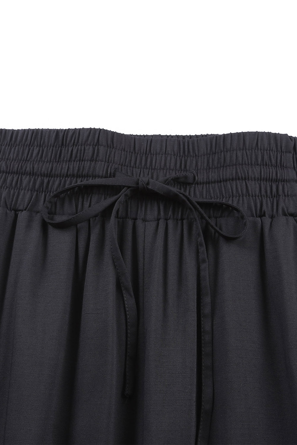 Pantalones anchos casuales con cintura elástica con cordón negro