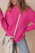 Solid Red Pink Cable Knit Drop Shoulder High Neck Sweater