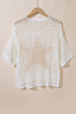 Haut pull d'été tricoté au crochet avec motif étoile blanche