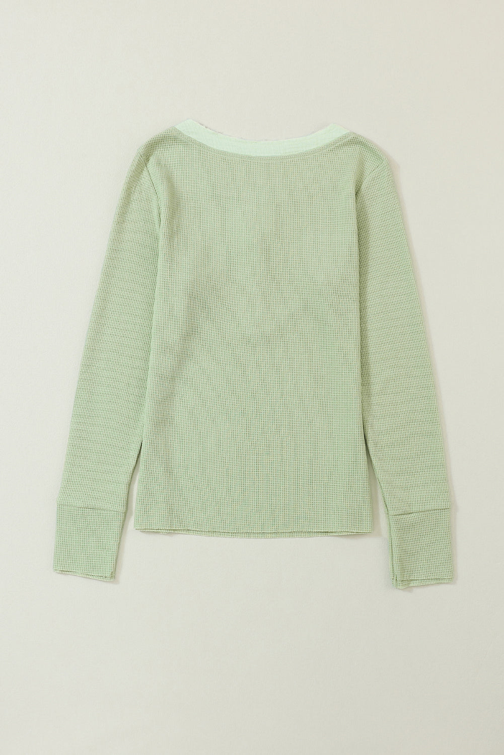 Haut Henley texturé en tricot gaufré Laurel Green