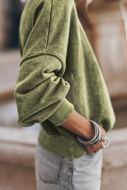 Green Crew Neck Drop Shoulder Sweatshirt