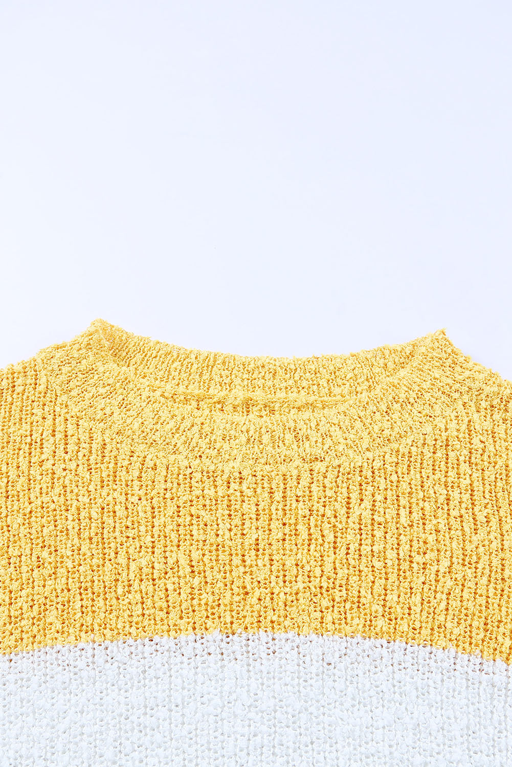 Yellow Colorblock Bubble Sleeve Plus Size Sweater