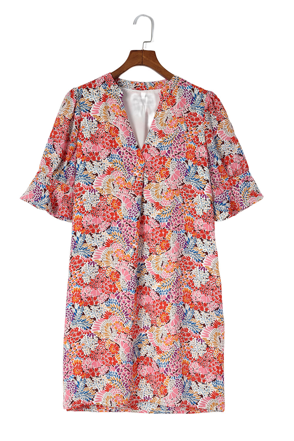 Robe à manches de flottement imprimées florales multicolores Boho