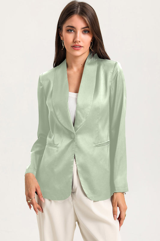 Blazer vert à col et simple boutonnage avec poches