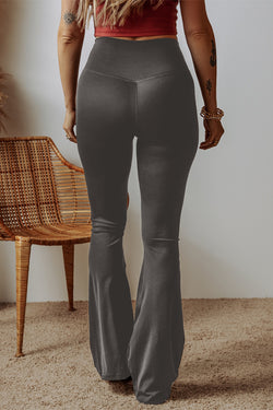 Dark Grey High Waisted V-Shaped Flare Leggings