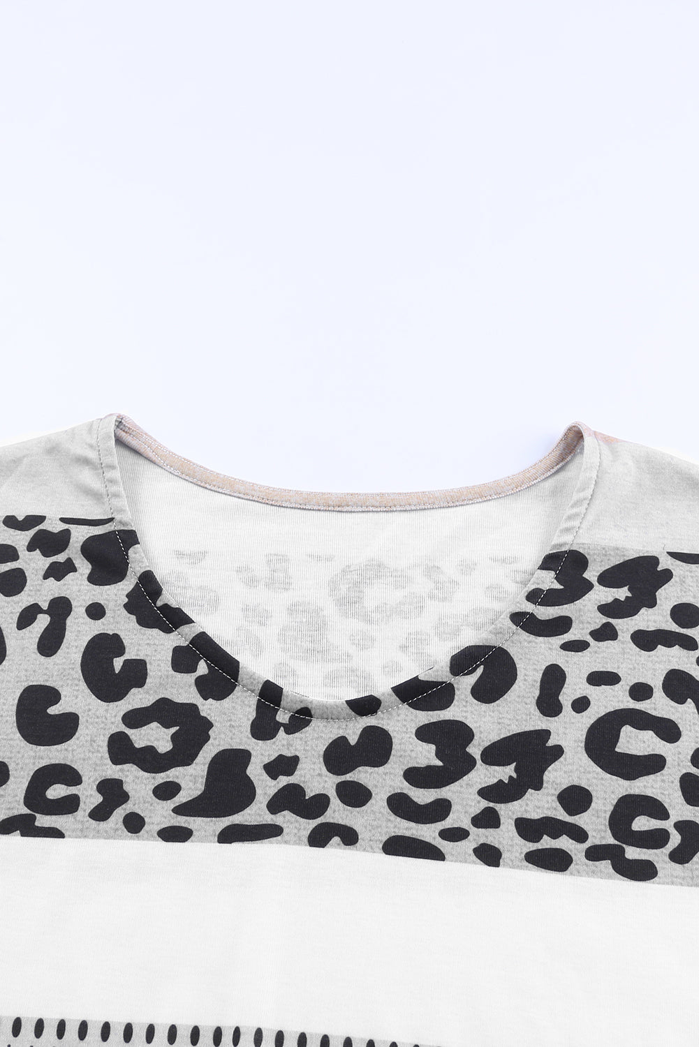 Apricot Leopard Color Block V-Neck Top