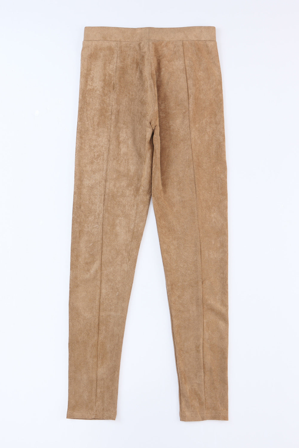 Kaki - High Waisted Faux Suede Skinny Leggings