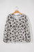 Gray thermal tricot high leopard with large balloon sleeves