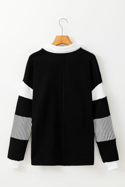 Color block striped black sweatshirt *