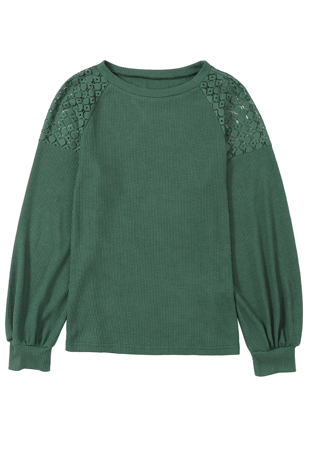 Pull texturé à manches longues en dentelle verte