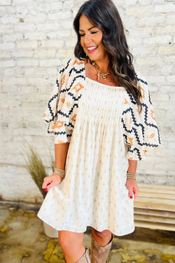 Ample mini-down-robe with western aztec print *