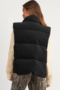 Chaqueta con cremallera cuesta arriba con terciopelo de terciopelo negro