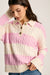 Pull Henley con cuello de punto retorcido con rayas rosas