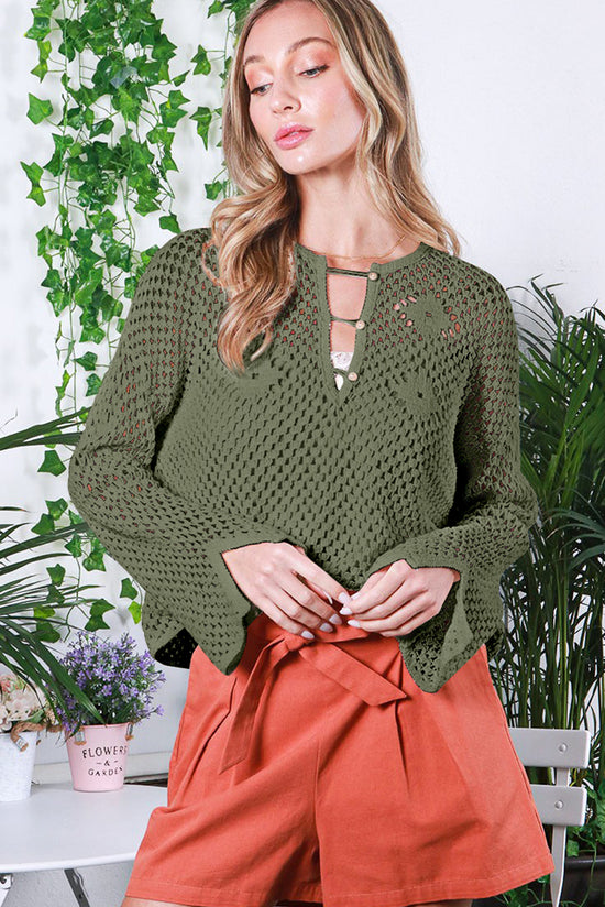 Pull with split sleeves and knitting buttoned collar open vineyard