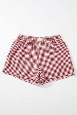 High waist shorts Vichy print Red tiles *