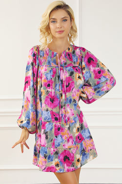 Robe droite multicolore à fleurs *