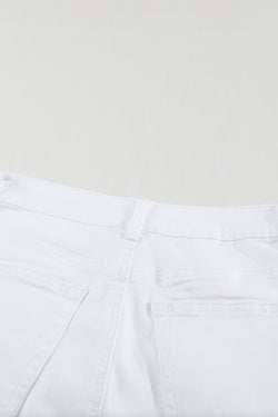 Luten White Denim in short denim high waist with buttons