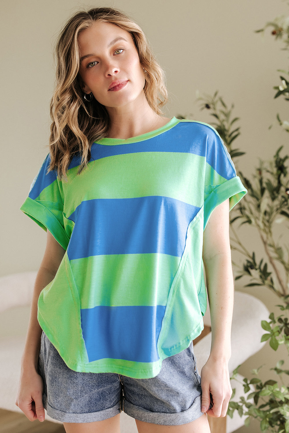 Camiseta azul de bloque azul *