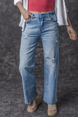 Light blue right jeans High waist aged effect