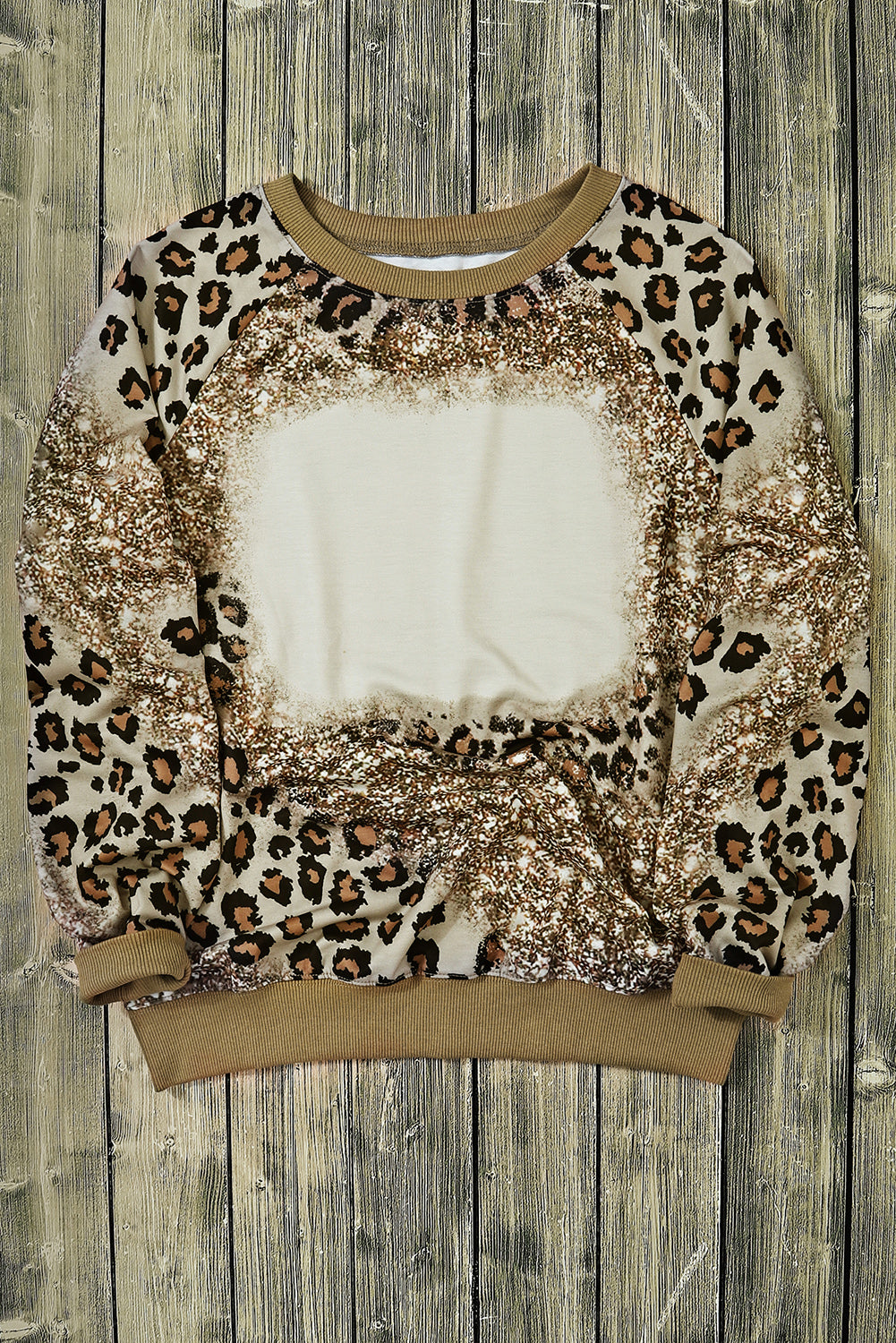 Leopard Print Bleached Long Sleeve Top