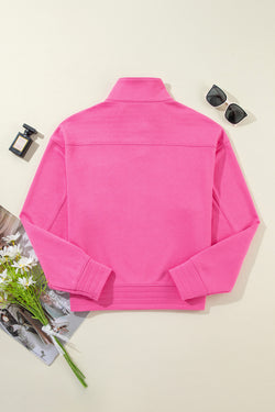 Vintage Hot Pink Mineral Wash Half Button Collar Sweatshirt