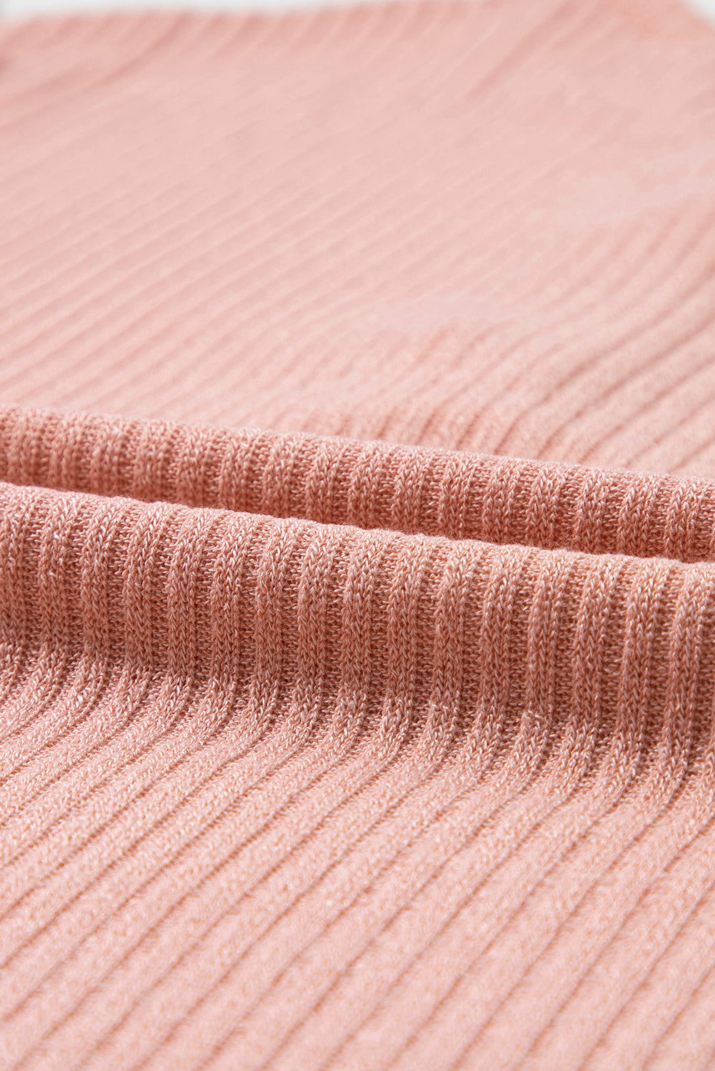 Rose Tan - Haut en tricot Henley texturé côtelé