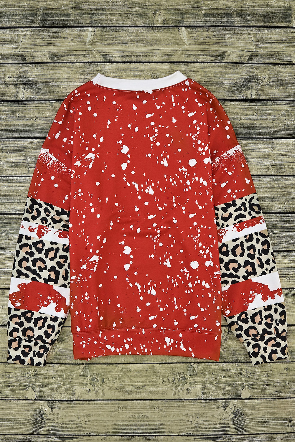 Fiery Red Tie-Dye Leopard Long Sleeve Top