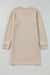 Straight textured dress with long -colored sleeve apricot