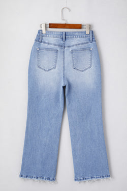 Beautiful Blue - High wave jeans with raw hem and washed mineral