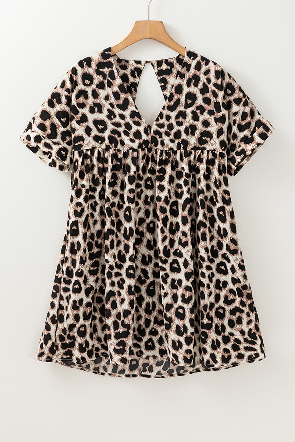 Khaki mini-Robe with Guépard print *