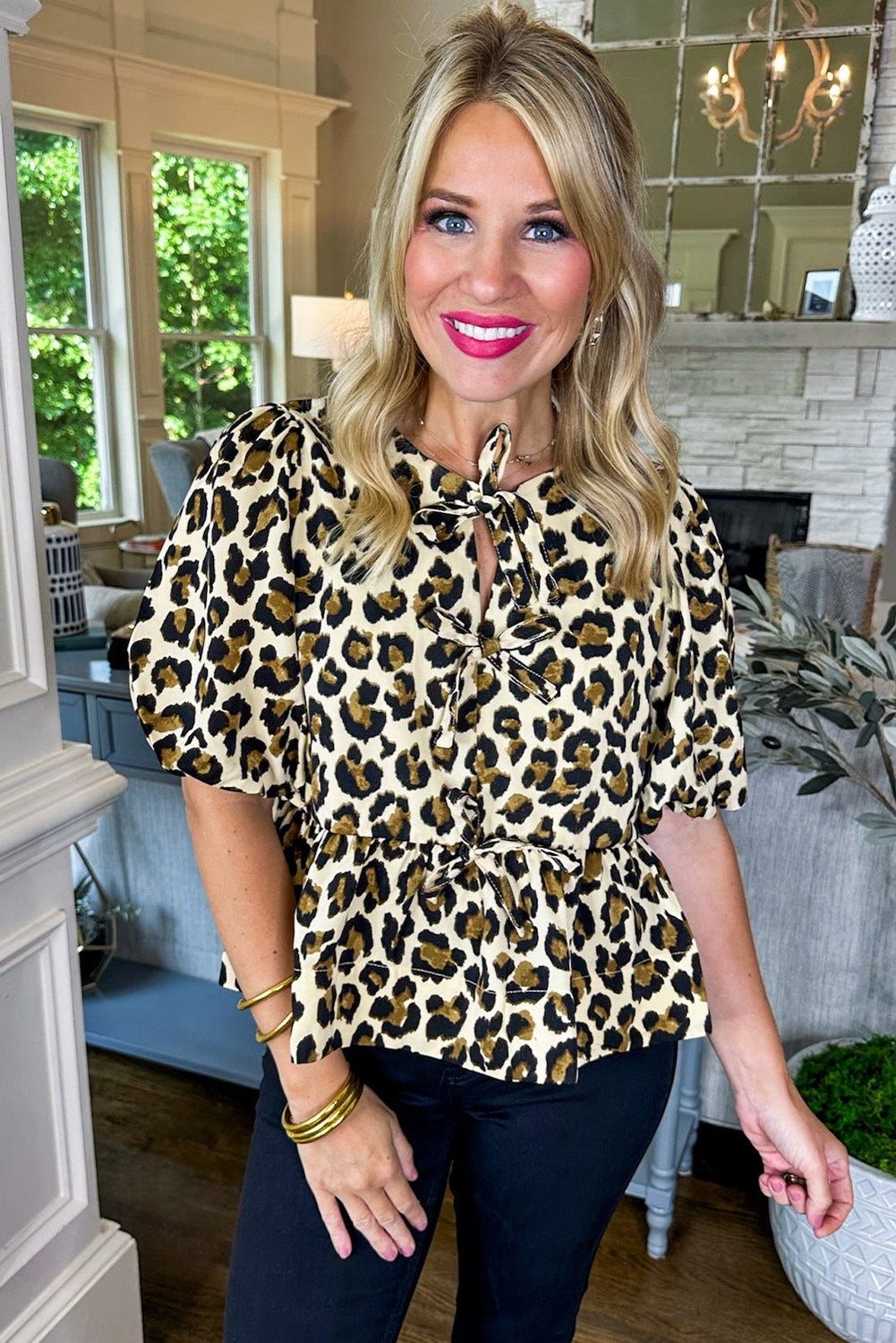 Chemisier péplum léopard abricot *-A WOMAN WE LOVE