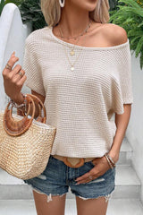 Apricot-open draped textured t-shirt