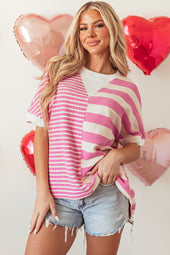 Ample textured with pink stripes and patchwork *