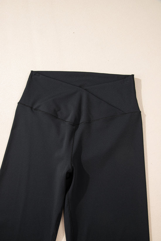 Black High Waisted V-Shaped Flare Leggings