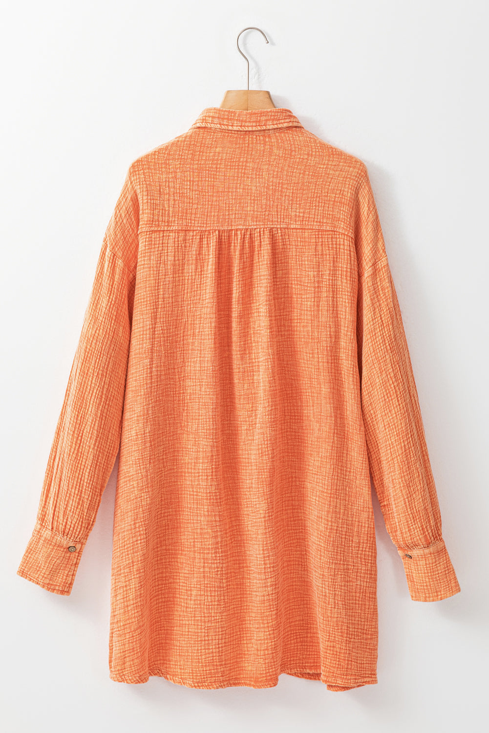 Robe de chemise surdimensionnée de poche à double poitrine orange