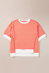 Ugly multicolored t-shirt with contrasting edge and apparent seams