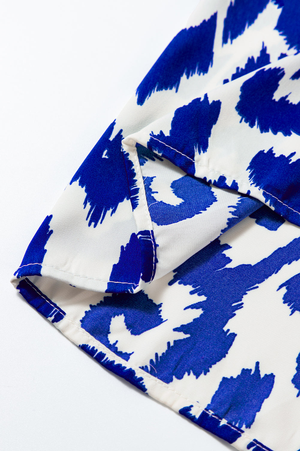 Long blue dress with abstract geometric print western