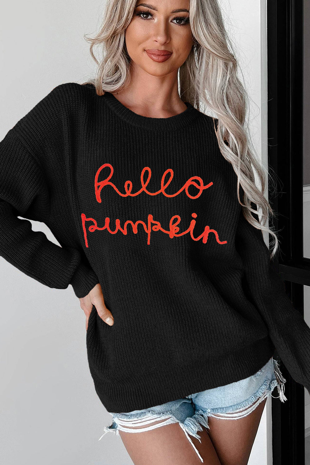 Hello Pumpkin Black Graphic Sweater