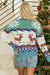 Canton Christmas Reindeer and Snowflake Pattern Colorful Turtleneck Sweater