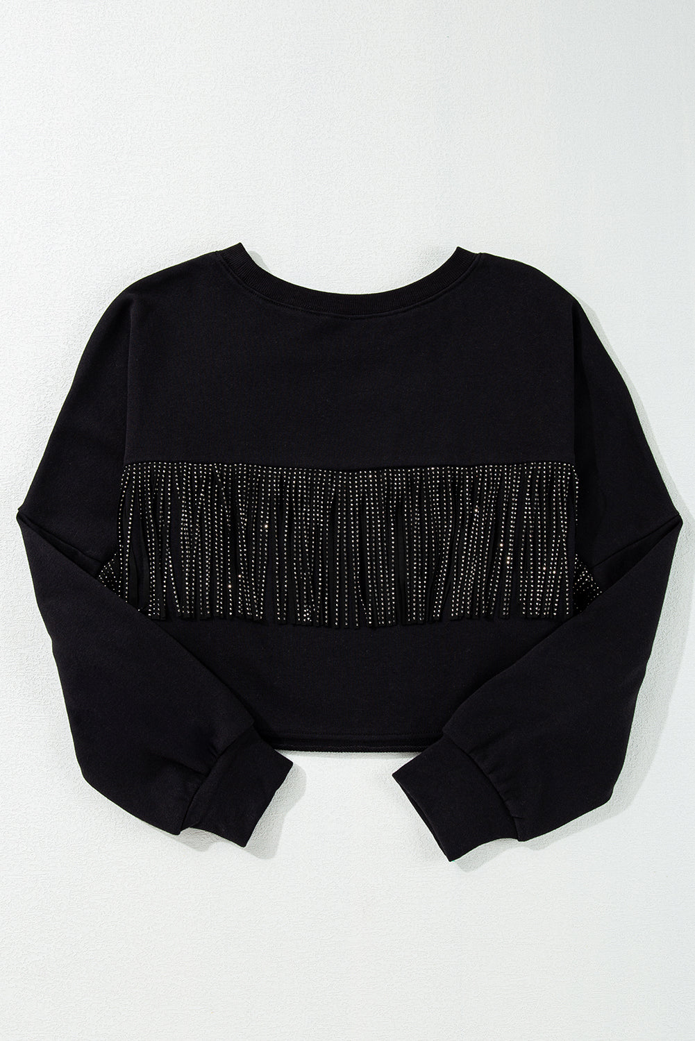 Sweat-shirt court noir à franges et sequins GAME DAY Rugby