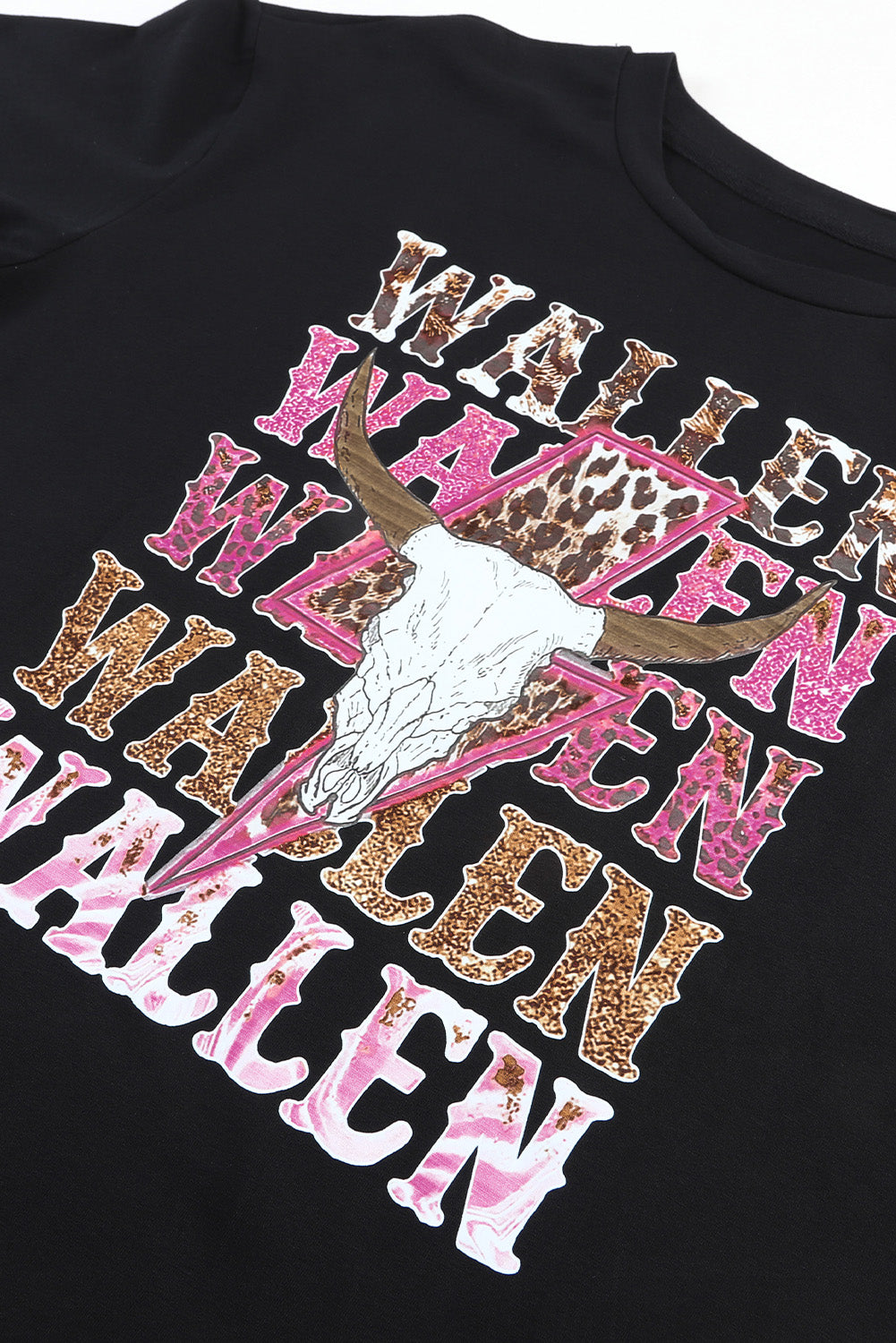 Schwarz Wallen Cowskull Grafik übergroße T -Shirt